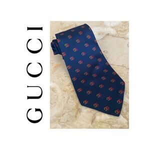 Gucci 100% Silk GG Red & Green Monogram Tie